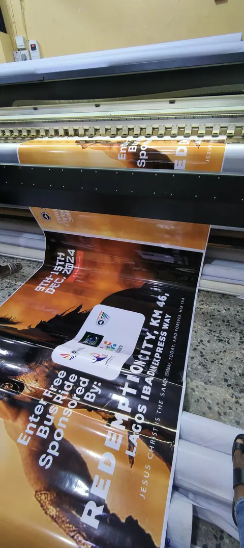 Roll-up banners coming off the press
